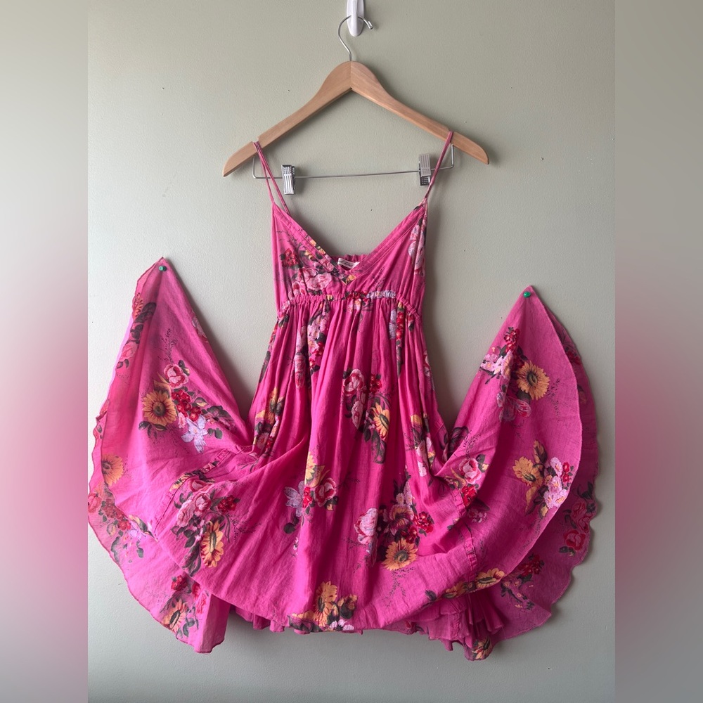 Derek Heart Pink Cotton Floral Midi Dress with pockets NWOT Size S